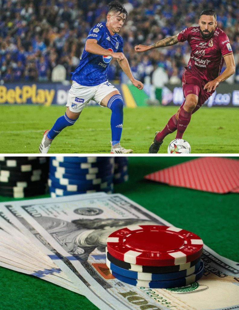 Daniel Ruiz Rivera con fichas de póker y dinero – Apuestas deportivas y Casino Bogotá en línea