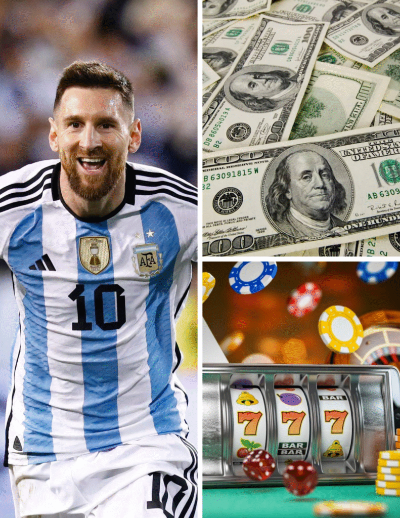 Messi apostando como un rey: gana más con un solo clic en los mejores casinos online de Argentina.